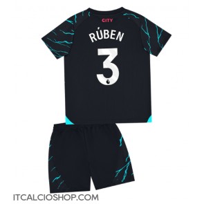 Manchester City Ruben Dias #3 Terza Maglia Bambino 2023-24 Manica Corta (+ Pantaloni corti)